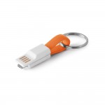 Porta-chaves cabo USB / micro USB / IOS cor cor-de-laranja
