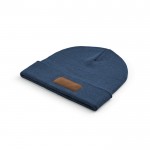 Gorro de lã e RPET com patch personalizável e dobra original cor azul