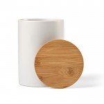 Frasco cerâmico de cozinha com tampa de bambu 900ml cor branco
