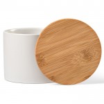 Frasco cerâmico de cozinha com tampa de bambu 440ml cor branco