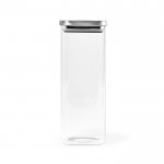 Frasco de vidro com tampa de aço inoxidável reciclado selado 2,04L cor transparente