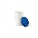 Caneca térmica de cerâmica take away com tampa de silicone 290ml cor azul