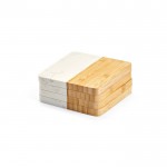 Conjunto de 4 bases de copo sofisticadas de bambu e mármore para mesa cor natural