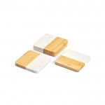 Conjunto de 4 bases de copo sofisticadas de bambu e mármore para mesa cor natural