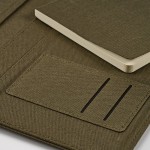 Portefólios de algodão reciclado com fecho de pressão e folhas A4 cor verde militar