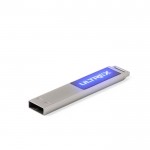 Pen USB de metal plana com logo iluminado vista segunda