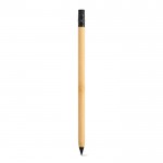 Lápis infinito com corpo de bambu e borracha numa extremidade cor natural