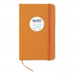 Caderno de bolso para empresas cor cor-de-laranja quarta vista com logotipo