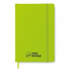 Caderno de bolso para empresas cor verde lima quarta vista com logotipo
