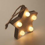 Estrela de Natal para pendurar, de madeira com iluminação LED cor madeira vista fotografia quinta vista