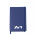 Caderno de cartão reciclado com elástico e fita A5, folhas linhas cor azul ultramarino vista principal