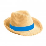 Chapéu de palha com franja cor azul real primeira vista