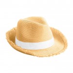 Chapéu de palha com franja cor branco primeira vista