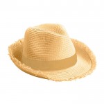 Chapéu de palha com franja cor castanho-claro primeira vista