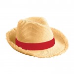Chapéu de palha com franja cor vermelho primeira vista