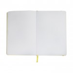 Caderno com elástico e marca-páginas cor amarelo segunda vista