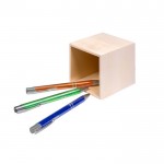 Porta-lápis personalizado de madeira cor natural quarta vista