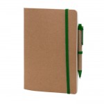 Caderno com capa e caneta de cartão cor verde