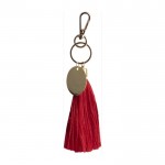 Porta-chaves estilo pompom de algodão com mosquetão dourado cor vermelho primeira vista