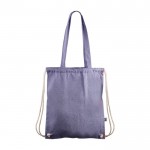 Saco/mochila de cordão 2 em 1 de algodão Fairtrade 140 g/m2 cor azul primeira vista