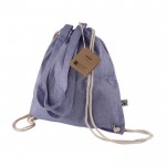 Saco/mochila de cordão 2 em 1 de algodão Fairtrade 140 g/m2 cor azul vista detalhe 4