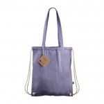 Saco/mochila de cordão 2 em 1 de algodão Fairtrade 140 g/m2 cor azul segunda vista