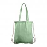 Saco/mochila de cordão 2 em 1 de algodão Fairtrade 140 g/m2 cor verde segunda vista