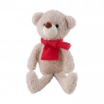 Urso de peluche com cachecol vermelho incluído para personalizar cor natural terceira vista