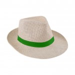 Chapéu de papel em cor natural com fita personalizável verde