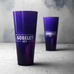 Copos personalizáveis com logo para brindes cor transparente vista de ambiente