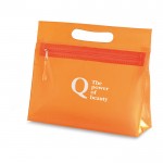 Estojo de Toilette de merchandising publicitário cor cor-de-laranja quarta vista com logotipo