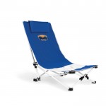 Cadeira de praia publicitária com o teu logotipo cor azul quarta vista com logotipo