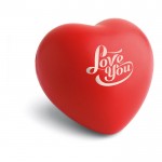 Bola anti-stress em forma de coração cor vermelho quarta vista com logotipo