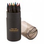 Set de 12 lápis publicitários de cores cor preto quarta vista com logotipo