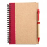 Caderno de papel reciclado com pormenor de cor cor vermelho