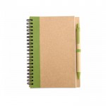 Caderno de papel reciclado com pormenor de cor cor verde lima