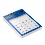 As calculadoras publicitárias transparentes cor azul terceira vista