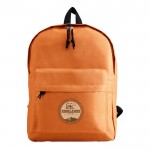 Mochila personalizada com bolso exterior cor cor-de-laranja quarta vista com logotipo