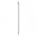 Lápis personalizado barato com borracha cor branco segunda vista