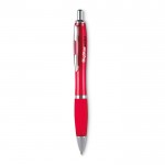 Atrativas canetas personalizadas baratas cor vermelho quarta vista com logotipo