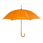 Guarda-chuva personalizado 23'' com cabo de madeira cor cor-de-laranja quarta vista com logotipo