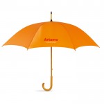 Guarda-chuva personalizado 23'' com cabo de madeira cor cor-de-laranja impresso