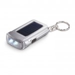 Porta-chaves com lanterna de carga solar cor prateado mate