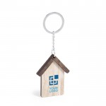 Porta-chaves em madeira com desenho de casa vista principal