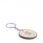 Porta-chaves redondo de madeira com logotipo vista principal