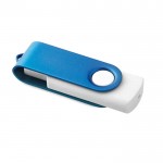 Memória usb branca 3.0 com clipe colorido cor azul