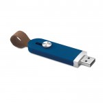 USB retrátil com alça de couro cor azul