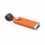 USB retrátil com alça de couro cor-de-laranja