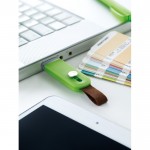 USB retrátil com alça de couro cor verde lima