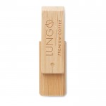 Memória Usb rotativa em madeira de bambu com logotipo